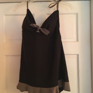NWT swim dress. Halter black and taupe